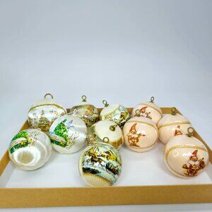 70s VTG Silk Satin Christmas Tree Ornaments LOT of 11 Gnome, Baby, Dove, Horse